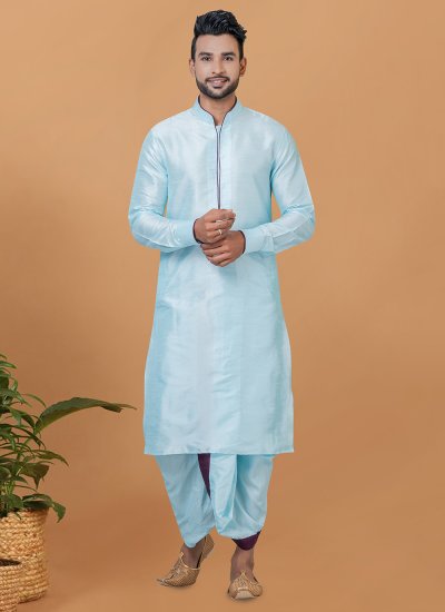 Turquoise Banarasi Silk Dhoti Kurta