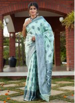 Turquoise Banarasi Silk Festival Designer Traditional Saree