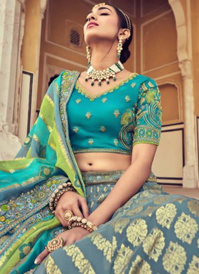 Turquoise Color Trendy Lehenga Choli