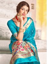 Turquoise Festival Banarasi Silk Designer Traditional Saree