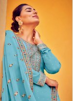 Turquoise Festival Pakistani Straight Suit