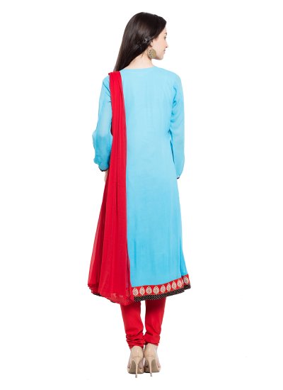Turquoise Party Readymade Anarkali Salwar Suit