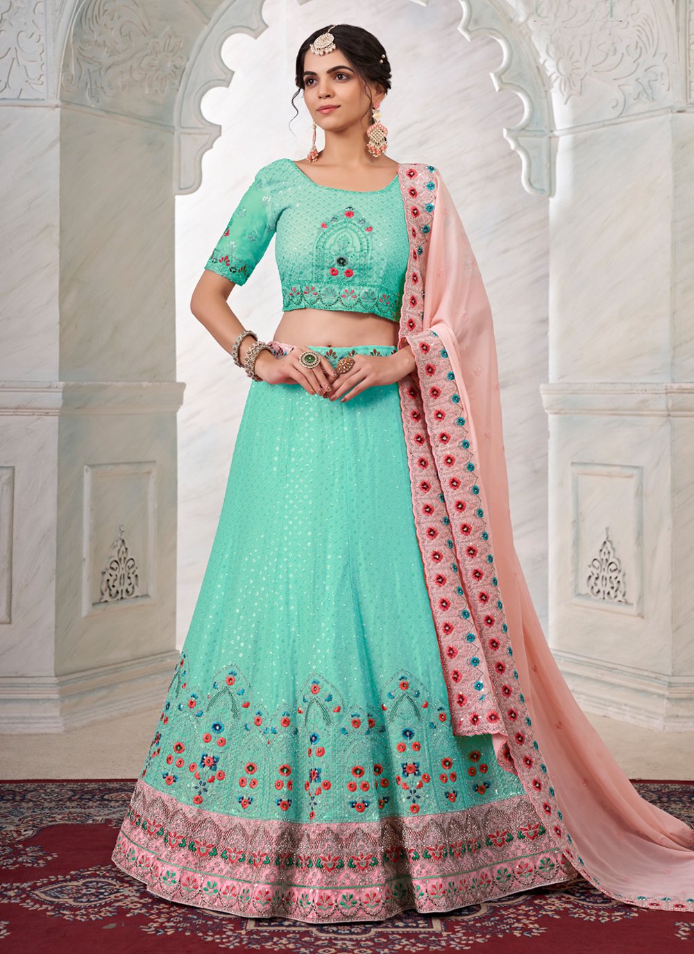 Lowest price | Turquoise Sangeet Multi Bridal Lehenga Choli, Turquoise  Sangeet Multi Bridal Lehengas and Turquoise Sangeet Multi Bridal Ghagra  Chaniya Cholis online shopping | Page 2