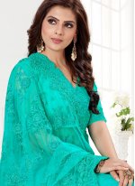 Turquoise Resham Classic Saree