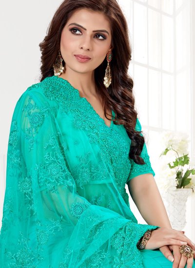 Turquoise Resham Classic Saree