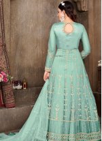 Turquoise Sangeet Net Trendy Salwar Suit