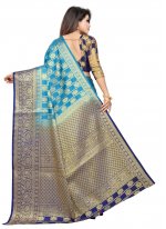 Turquoise Weaving Art Silk Casual Saree
