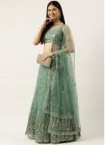Turquoise Wedding Net Trendy Lehenga Choli