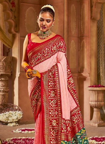 Tussar Silk Embroidered Classic Saree in Pink