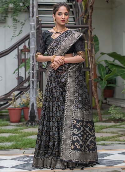 Tussar Silk Saree in Black