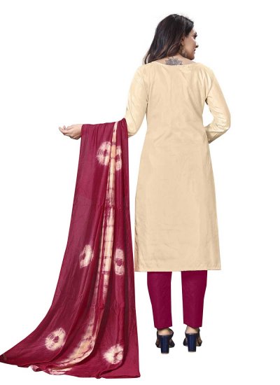Unique Peach Printed Trendy Salwar Suit