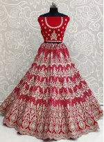 Velvet Designer Lehenga Choli in Pink