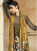Velvet Digital Print Trendy Salwar Suit in Brown