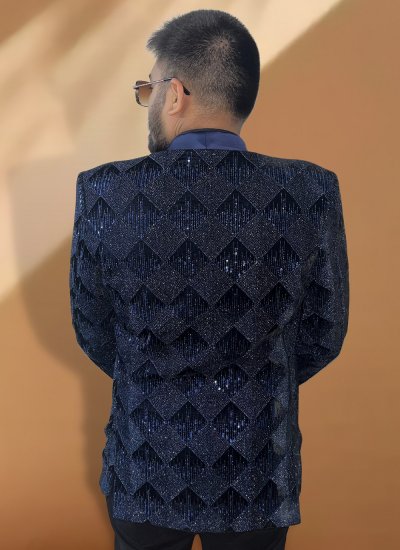 Velvet Embroidered Blue Coats & Blazers