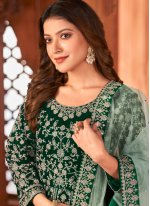 Velvet Green Anarkali Salwar Suit