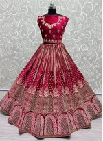 Velvet Hot Pink Designer Lehenga Choli
