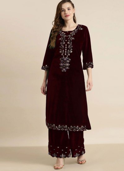 Plain Velvet Casual Kurti