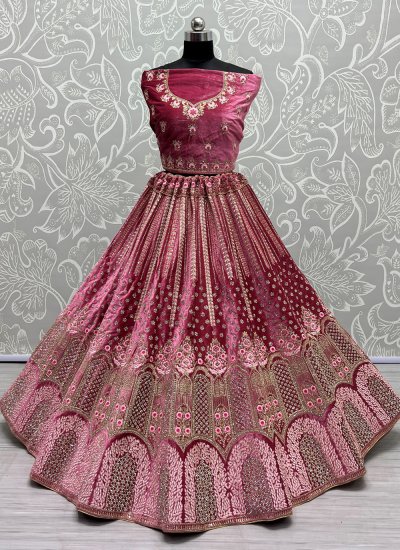 Velvet Trendy Lehenga Choli in Pink