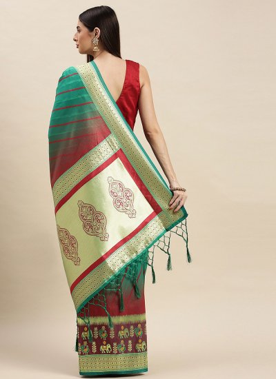 Versatile Banarasi Silk Mehndi Designer Traditional Saree