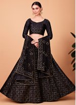 Versatile Black Embroidered Silk Lehenga Choli