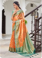 Versatile Orange Traditional Designer Saree
