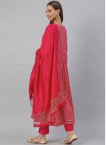 Versatile Printed Hot Pink Rayon Readymade Suit