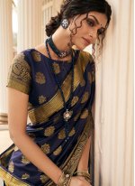 Versatile Woven Blue Silk Traditional Designer Saree