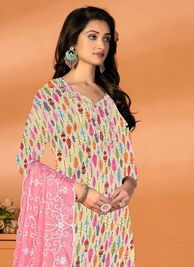 Vibrant Embroidered Cotton Trendy Salwar Kameez