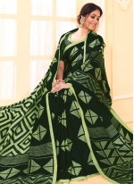 Vibrant Green Art Silk Printed Saree
