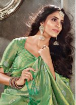 Vibrant Weaving Green Art Silk Traditional Saree