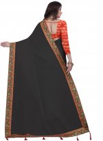 Vichitra Silk Black Traditional Saree