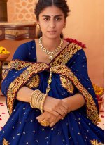 Vichitra Silk Classic Saree in Blue
