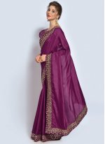Vichitra Silk Classic Saree in Purple