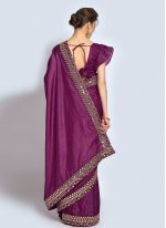 Vichitra Silk Classic Saree in Purple