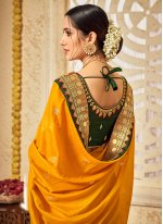 Vichitra Silk Designer Traditional Saree in Mustard