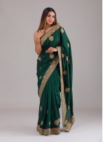 Vichitra Silk Green Saree