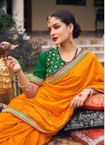 Vichitra Silk Orange Trendy Saree