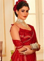 Vichitra Silk Red Classic Saree