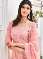 Viscose Embroidered Readymade Suit in Pink