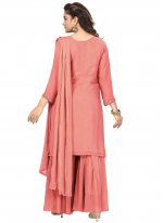 Viscose Pink Embroidered Designer Palazzo Suit