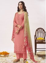 Viscose Pink Sequins Designer Pakistani Suit