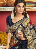 Vivacious Blue Weaving Art Silk Traditional Designer Saree