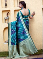 Vivacious Weaving Blue Banarasi Silk Traditional Saree