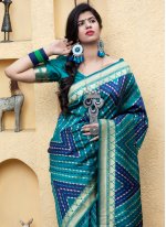 Vivacious Weaving Blue Banarasi Silk Traditional Saree