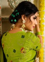 Vivid Green Embroidered Silk Traditional Designer Saree