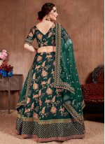 Vivid Thread Green Silk Lehenga Choli