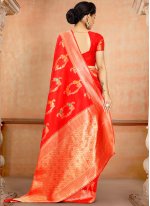 Voguish Poly Silk Red Weaving Traditional Designer Saree