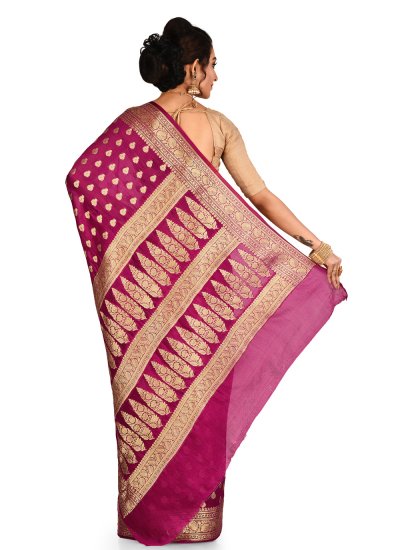 Voguish Weaving Banarasi Silk Pink Contemporary Saree