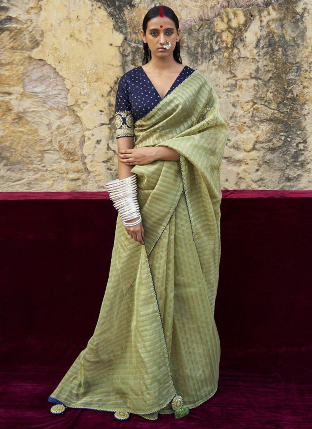 Chettinad Cotton Saree With Kalamkari Blouse | Nandhini Cotton