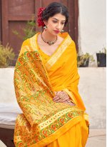Voluptuous Yellow Banarasi Silk Traditional Designer Saree